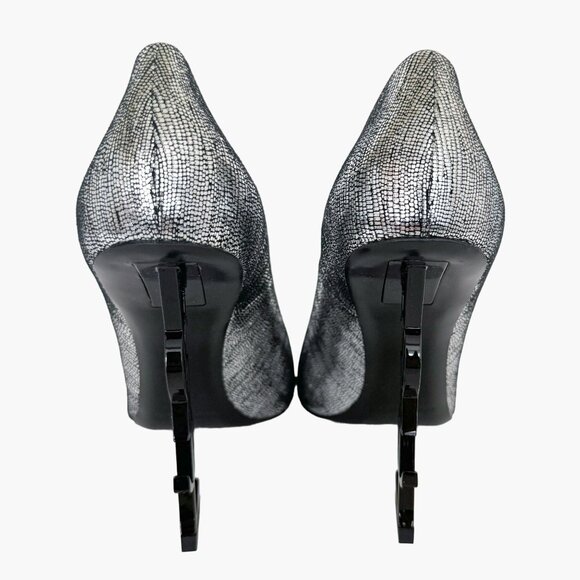 Saint Laurent Opyum 110 YSL Pumps EU 41 US 11 Metallic Silver Pointed High Heels - Picture 7 of 13